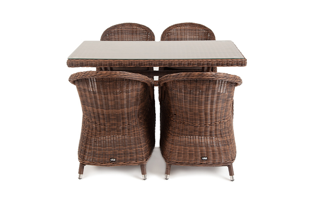 "Латте–140 R" обеденная группа плетеная, цвет коричневый