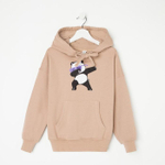 Толстовка для девочек футер с начёсом, бежевый/панда, р.116 7430514 (RADI)