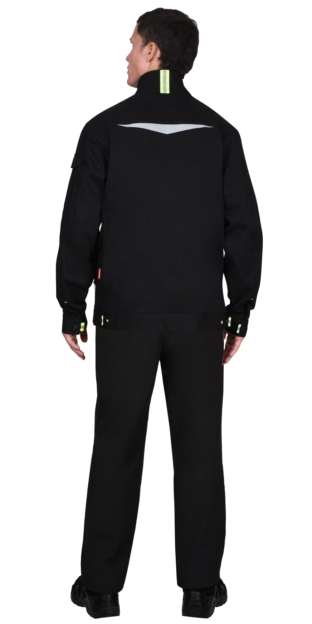 Куртка СИРИУС-ДЕКСТЕР черная с лимонной отделкой, тк. стрейч с ВО