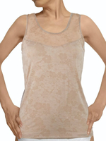 Женская майка на широких бретелях с цветочным принтом (Размер: XXXL) (Цвет: бежевый)