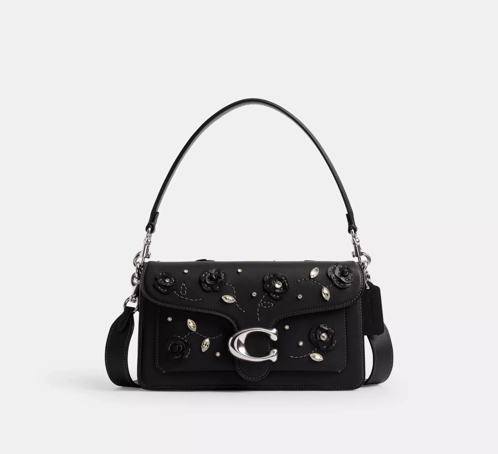 COACH СУМКА ЧЕРЕЗ ПЛЕЧО TABBY С ОТДЕЛКОЙ ИЗ КРИСТАЛЛОВ, ЧЕРНЫЙ