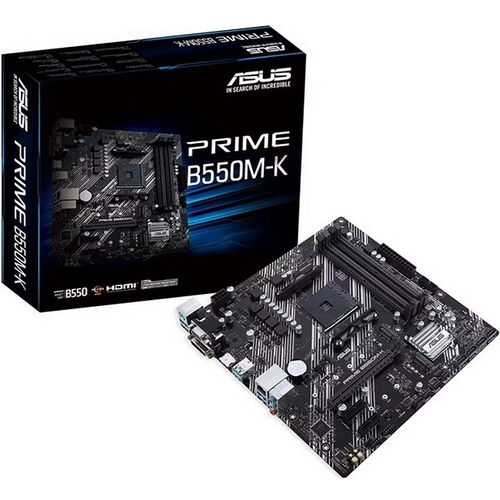 Материнская плата ASUS PRIME B550M-K, AM4/AMD B550/4xDDR4/PCI-Ex16/2xM.2/SB/GLAN/DVI-D/HDMI/VGA/mATX (90MB14V0-M0EAY0)