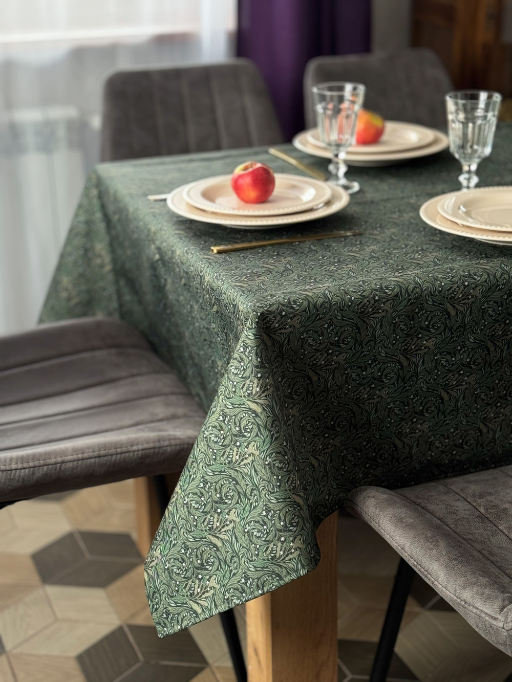 Скатерть "Зелёный лес", с водоотталкивающей пропиткой