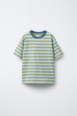 ZARA ФУТБОЛКА В ПОЛОСКУ, ЗЕЛЕНЫЙ