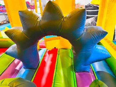 Коммерческий надувной батут «Попугаи и друзья» с крышей, 6x4x4 м