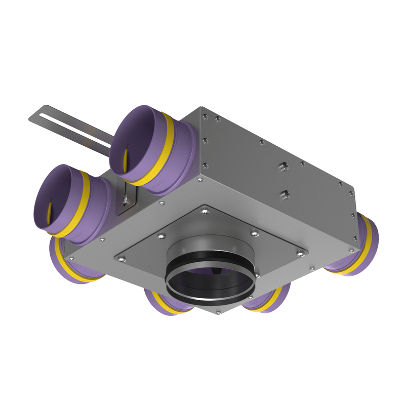 Присоединительная коробка проходная KVF 125/125/90×6 на 6 выходов