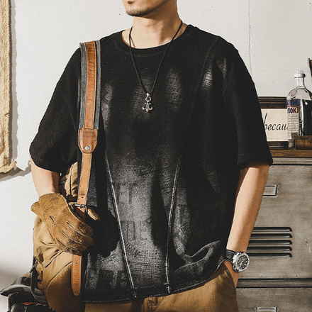 Футболка мужская короткий рукав летняя,выбеленная краской от бренда Jielenuo