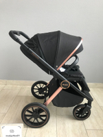 Коляска детская Peppy Monaco 2 в 1 GP Rose Black (черный), рама черн-золотая, шлифованный алюминий