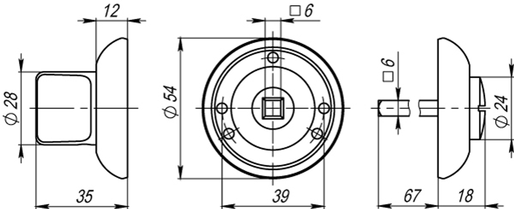 Ручка поворотная BK6.R.LD54 (BK6) CP-8 хром