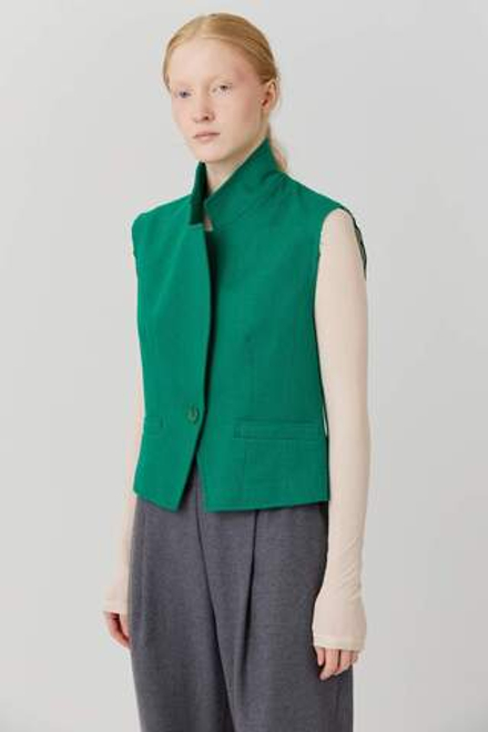 Ярко-зеленый винтажный жилет из шерсти