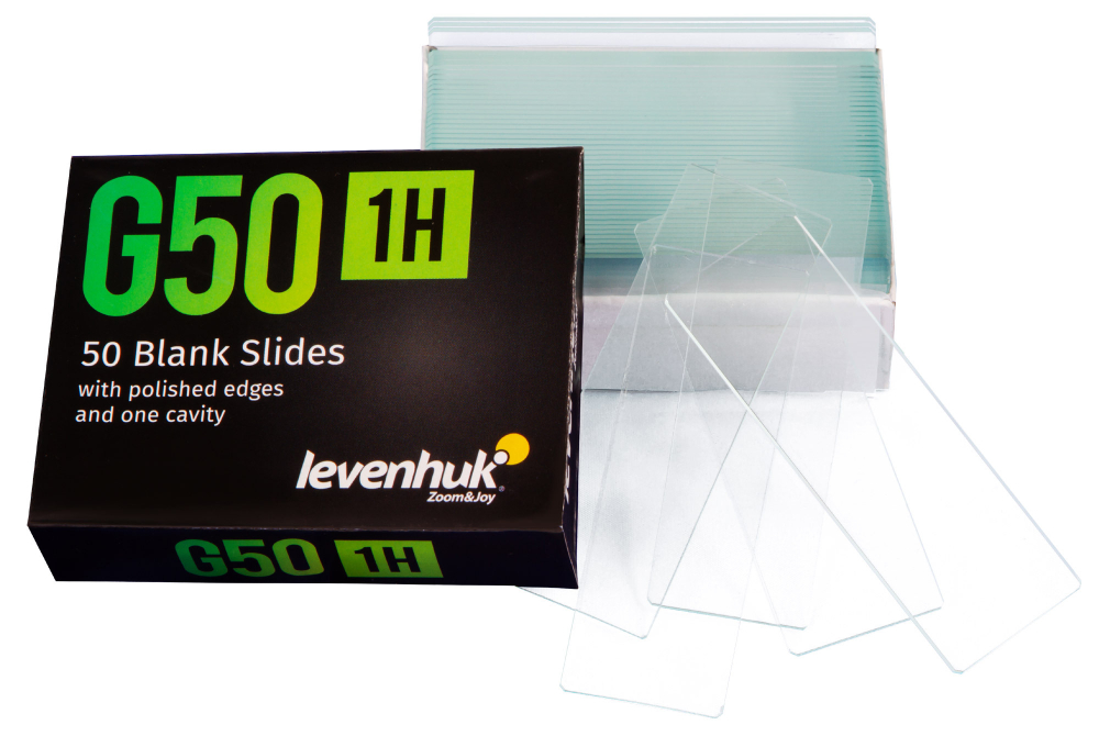 Стекла предметные с лункой Levenhuk G50 1H, 50 шт.