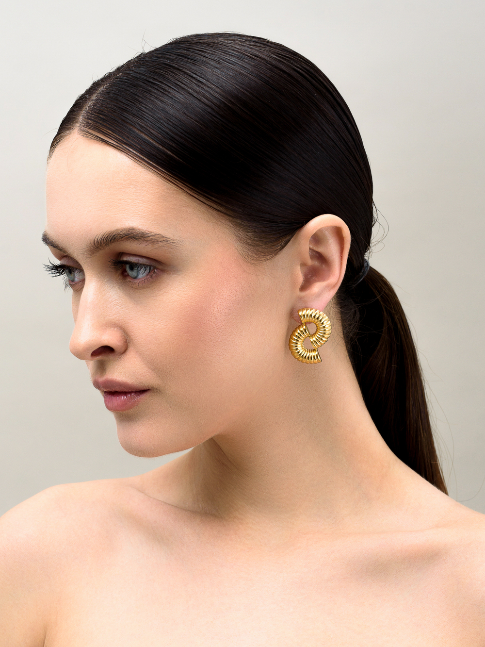 Серьги "Half ribbing" Gold