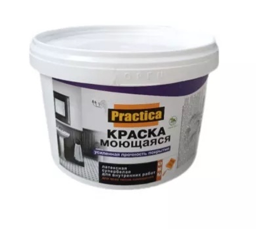 Краска моющаяся 1,2кг супербелая Практика