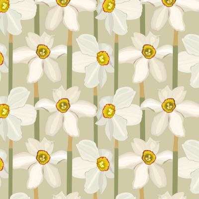 Narcis flowers seamless pattern.