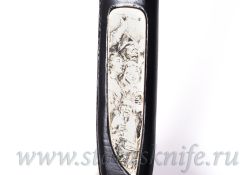 Нож ШУТ авторская работа Скримшоу Игорь Гулин Бивень Мамонта Мозаичный дамаскфотография - 10
