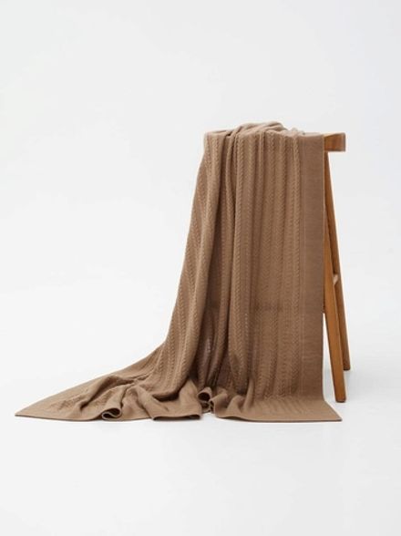 Плед 130x170 Косы ПД039-08 бежевый