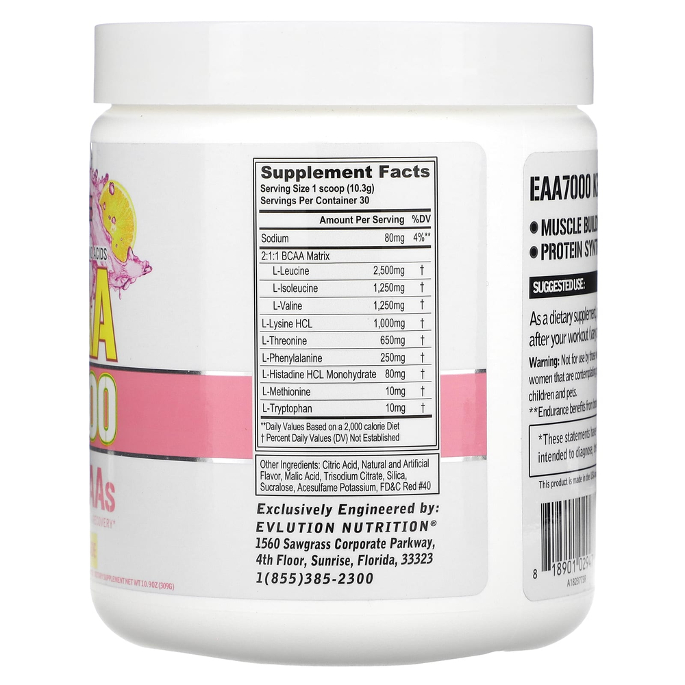 EVLution Nutrition, EAA 7000, розовый лимонад, 309 г (10,9 унции)