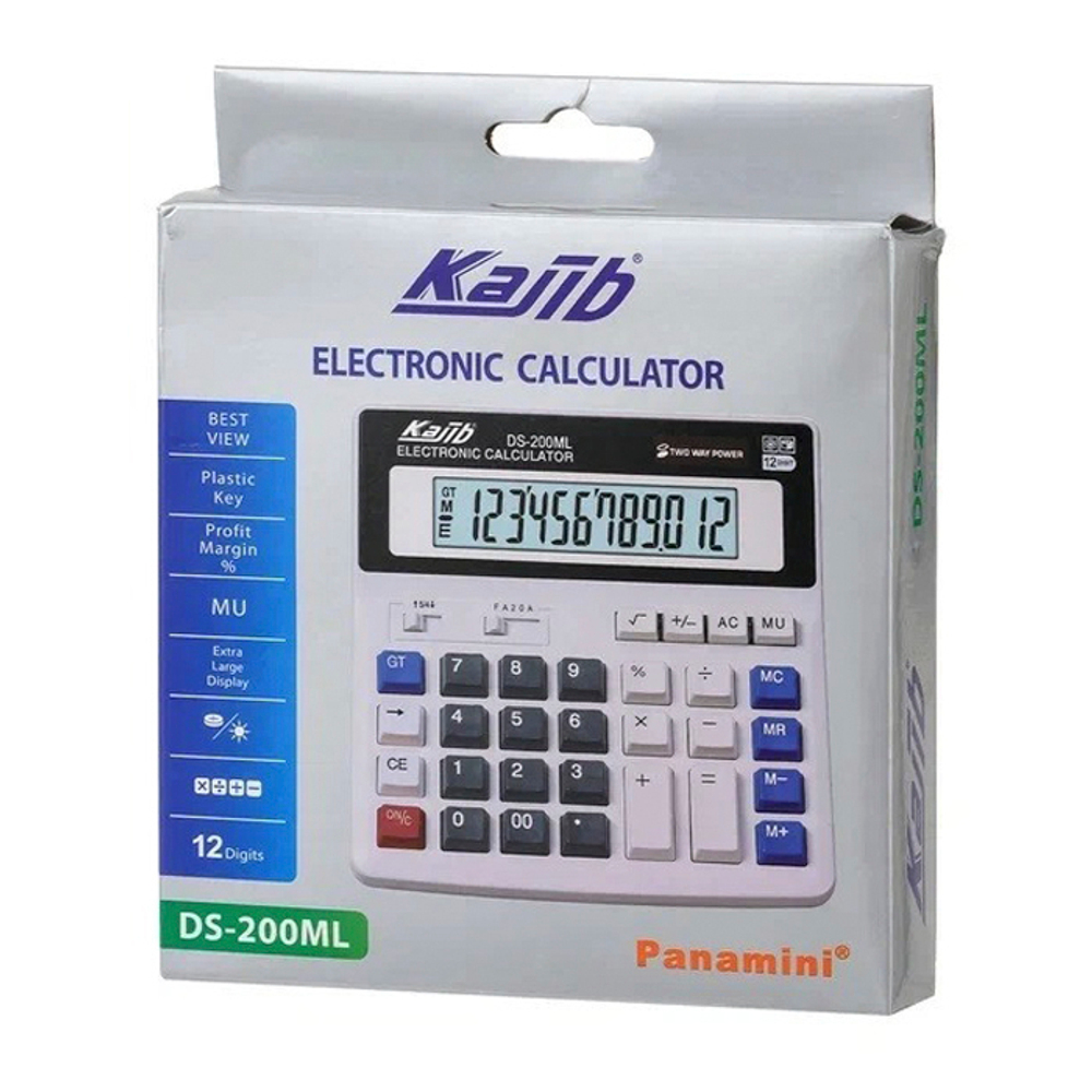 Калькулятор настольный Kajib 12 Bit, LCD, 16.2*17 см, серый