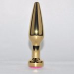 Анальная пробка золото с розовым стразом 11,2х2,9см 47198-6MM
