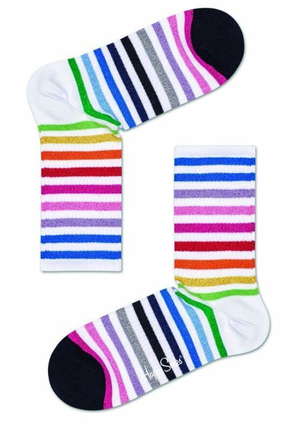Носки унисекс Rainbow Stripe 3/4 Crew Sock с цветными полосками (Размер: 25) (Цвет: черный)