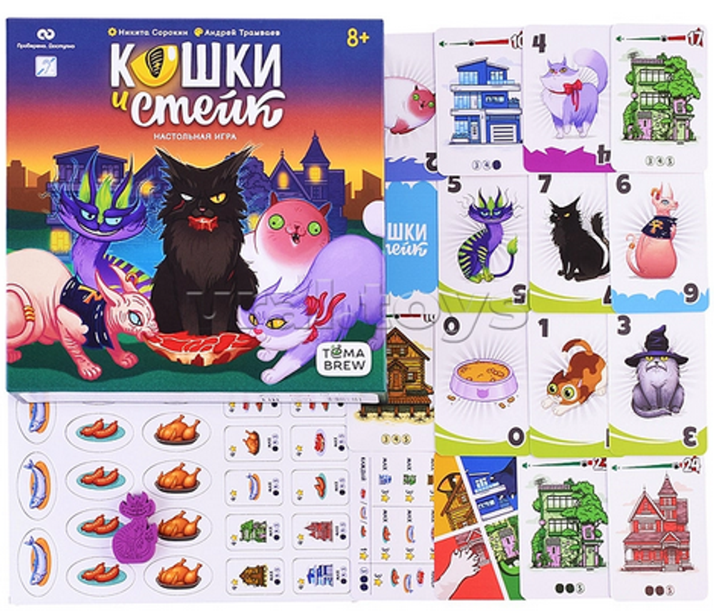 Игра настольная "Кошки и стейк" 40 карточек (ND Play)