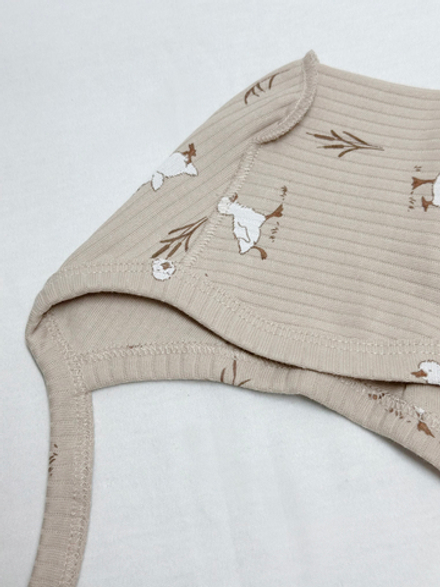 Чепчик Швы наружу Утята Рубчик Светлый кофе RinaAmari