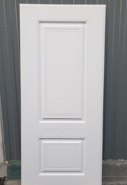 Входная дверь  белая Рекс Лайн Вайт белая шагрень / Смальта эмаль белая (белый матовый, без текстуры) с узором 16мм