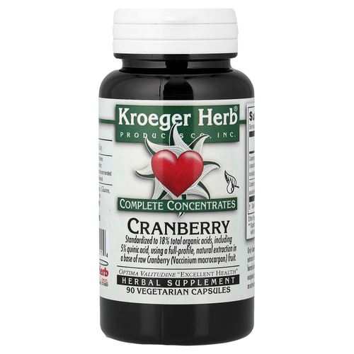 Kroeger Herb Co, комплексные концентраты, клюква, 90 вегетарианских капсул
