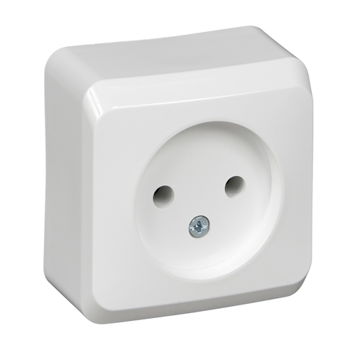 Schneider Electric ЭТЮД Белый Розетка 1-местная открытая установка без заземляющих контактов PA16-001B