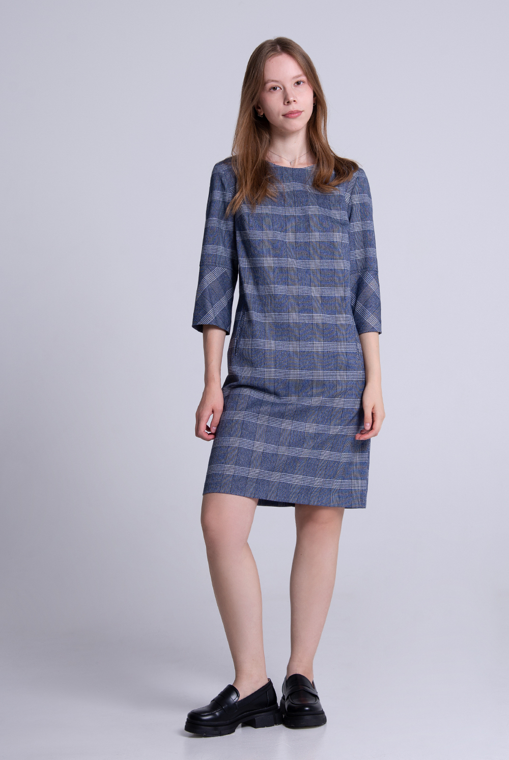 Платье женское 1390Аг, Клетка серая #406Ксе051390Аг