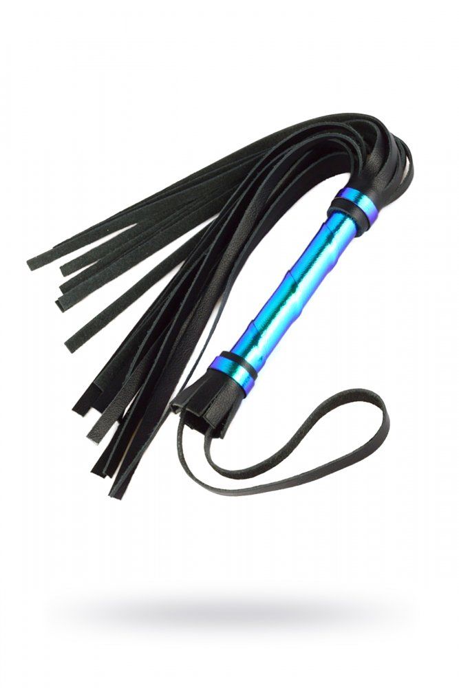 Плеть Sitabella c голографической ручкой черная кожа 40 см