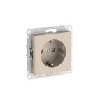 ATLASDESIGN РОЗЕТКА с заземлением со шторками, 16А, механизм, быстрозажим. клем., ПЕСОЧНЫЙ