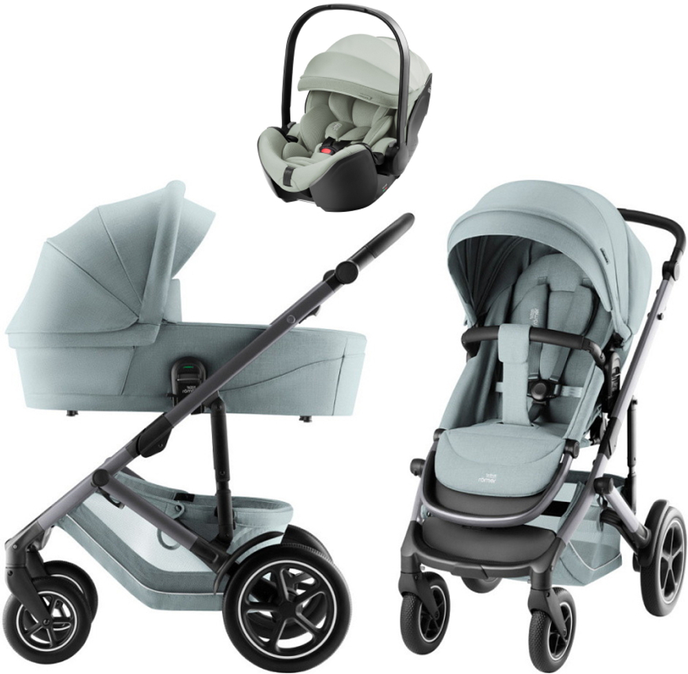Коляска 3 в 1 Britax Roemer Smile 5Z Style и автокресло Baby-Safe Pro Style Sage green Harbor Blue
