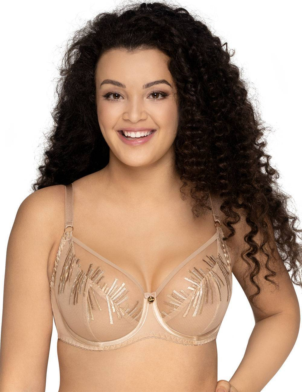 Бюстгальтер plus size с мягкой чашечкой и эффектной вышивкой (Размер: 85H) (Цвет: белый)