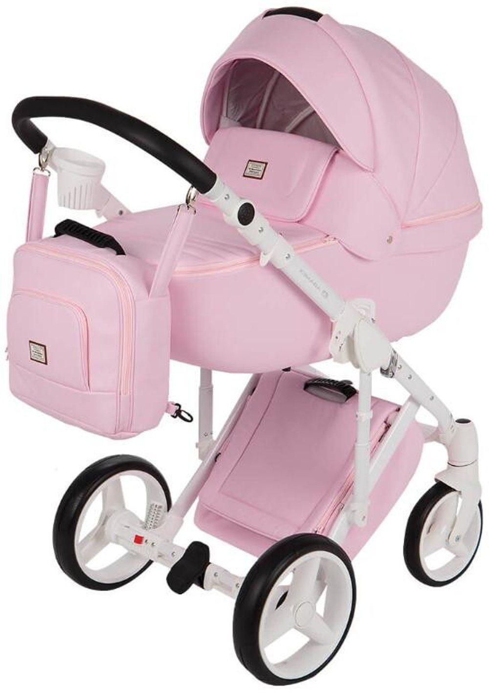 Детская коляска Adamex Luciano Deluxe 3 в 1 Q110 (РОЗОВ.ЗЕФИР+100% КОЖА)