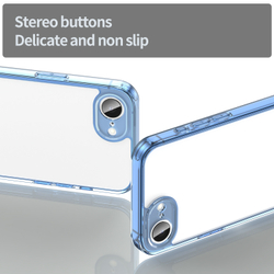 Чехол прозрачный для iPhone 16e, мягкие усиленные боковые рамки синего цвета