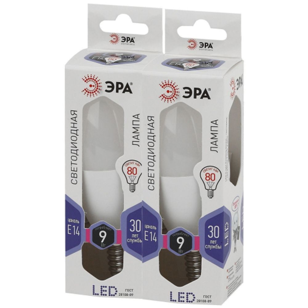 Лампа светодиодная ЭРА STD LED B35-9W-860-E14 9Вт свеча холодный дневной свет Е14