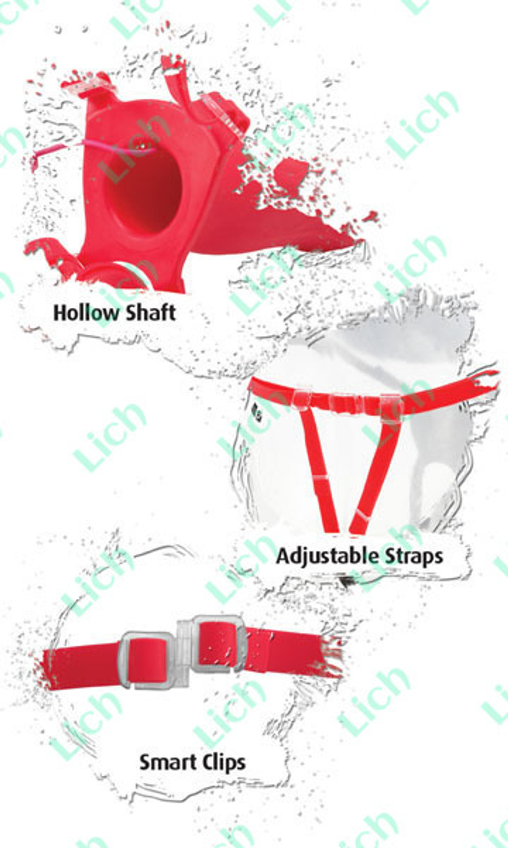 Красный страпон с вибрацией, 23 см