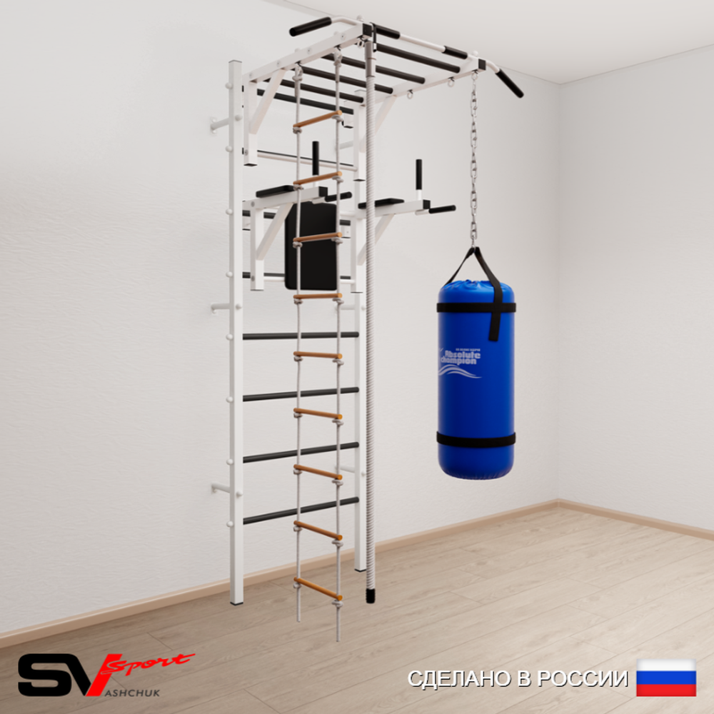 Шведская стенка Sv Sport усиленная 6451 (Турник рукоход/Брусья/Канат/Лестница/Цепь/Мешок 15кг)