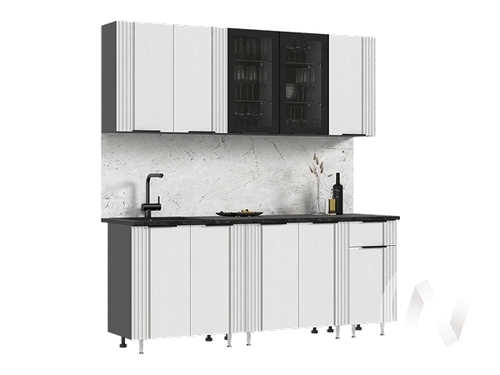 Кухня Виктория 2;0м (графит/пластер бьянко/кастилло темный)