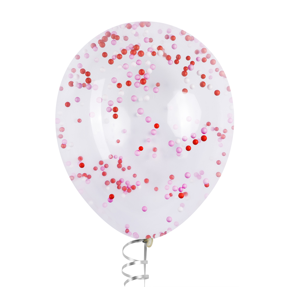 Шар с конфетти пенопласт, Цветной микс, Красный/Розовый 32 см (СГ-17)