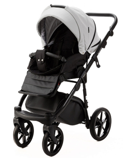 Детская коляска Adamex Nola Deluxe 2 в 1 N-SD107 (СВ.СЕР.КОЖА + ЧЕРН.КОЖА)
