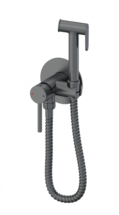 Смеситель с гигиеническим душем встраиваемый WONZON & WOGHAND STICK, Темный графит (WW- 88829902-BGM)