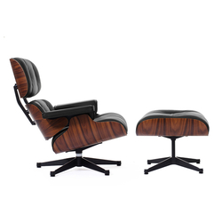 Кресло Eames Lounge Chair + Ottoman, чёрная кожа / палисандр