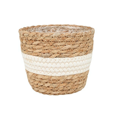 Кашпо плетеное "Танзания", 2,5л внешний размер Д190 Ш190 В160, натуральный, белый