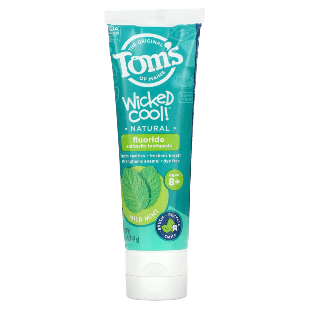 Tom's of Maine, Wicked Cool!, зубная паста против кариеса с натуральным фторидом, для детей от 8 лет, нежная мята, 144 г (5,1 унции)