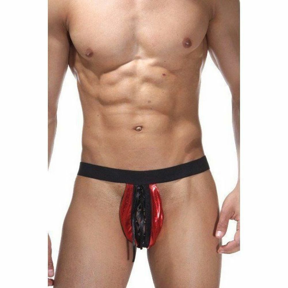 Мужские трусы стринги красные с молнией La Blinque LB15166