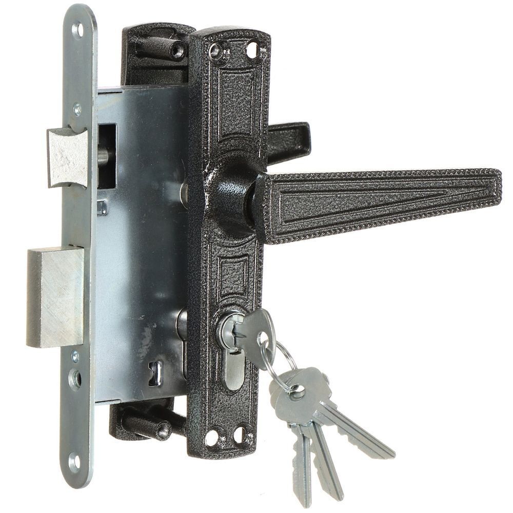 Замок врезной Зенит, Омега ЗВ7.01, 00-00000596, ручка в комплект, цилиндровый, серебро