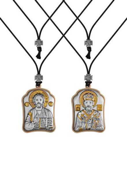 Спаситель-Николай Чудотворец, подвеска 2х сторонняя 30х40
