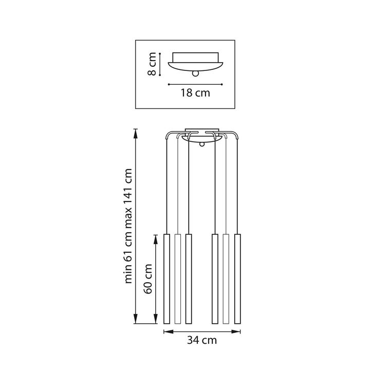 Комплект с подвесной люстрой Lightstar Tubo (574737+747337 (8шт) L8T747337